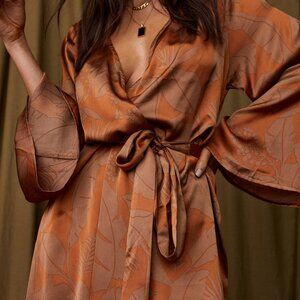 12th Tribe Gold Standard Rust Kimono Dress Size SS